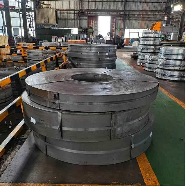 Medium carbon steel coils in warehouse