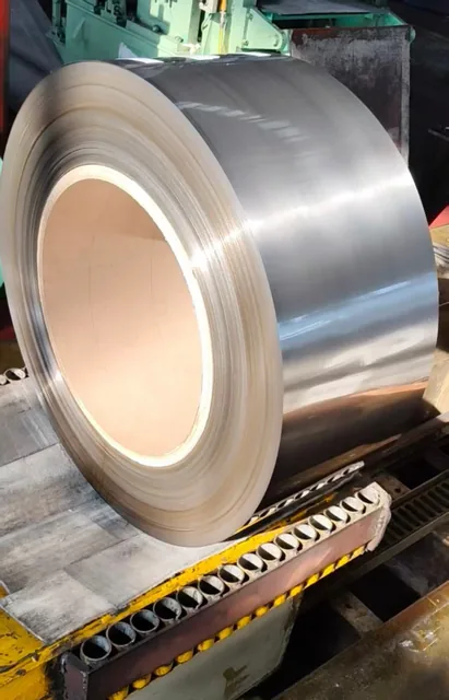 Coated steel coil with bright surface